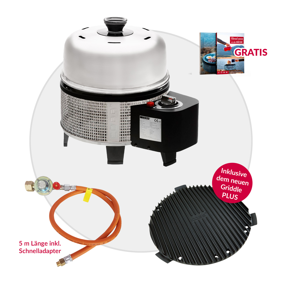 COBB Gas DELUXE 2.0 Grill inkl. Adapter 5m für 5kg - 11kg Flasche